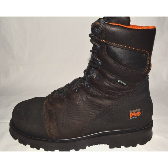 Timberland PRO Men’s 10.5M Waterproof Alloy Toe Met Guard Work Boots Black Brown - Picture 2 of 10